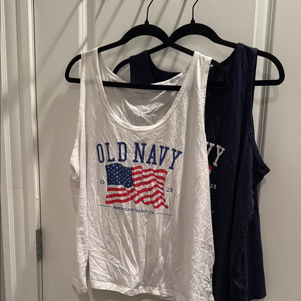 Old Navy Patriotic Tank Tops - White and Navy